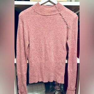 BCBGMAXAZRIA Angora and Wool Pink Mock Neck Sweater